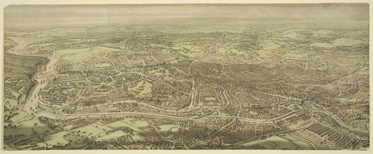 Vogelvlucht van Bristol door Edward Colston Lavars