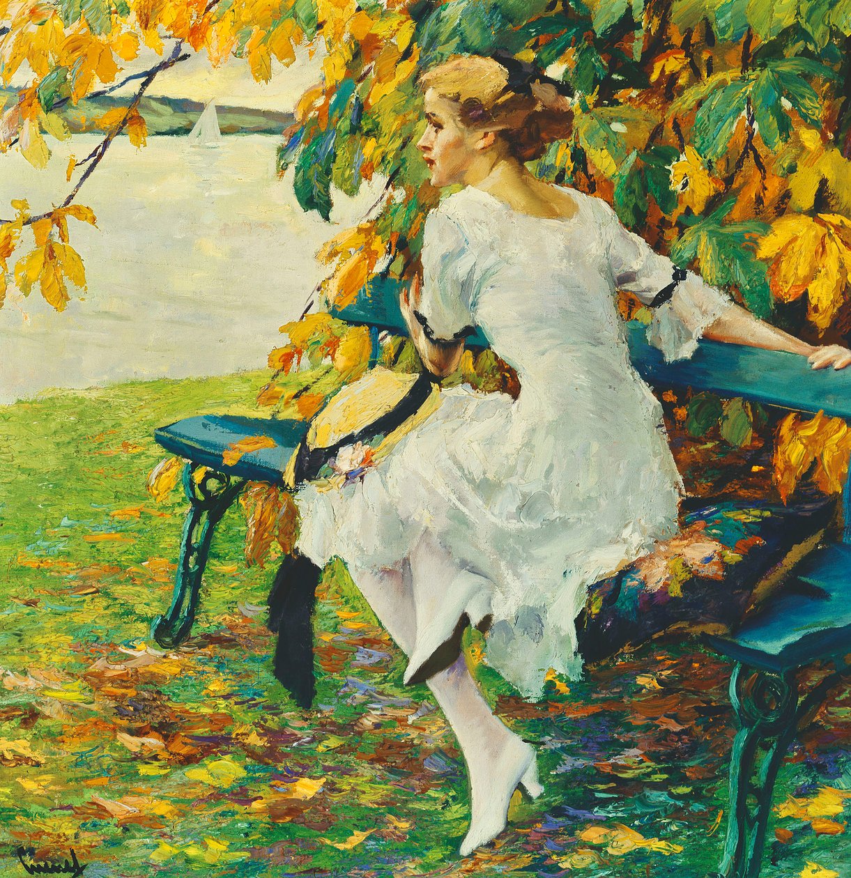 Op de groene bank; Auf der Grunen Bank door Edward Cucuel