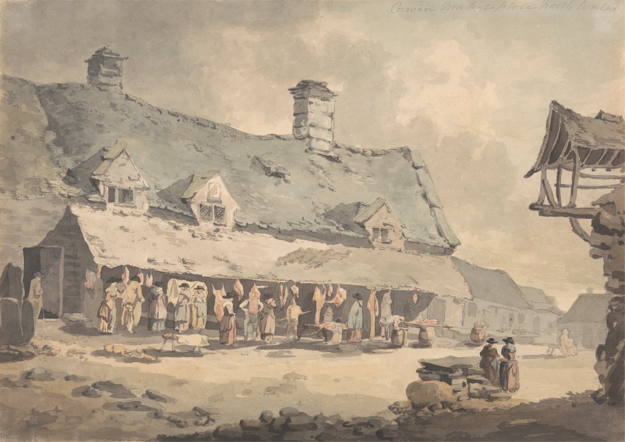 Marktplaats van Corwen, Noord-Wales door Edward Dayes