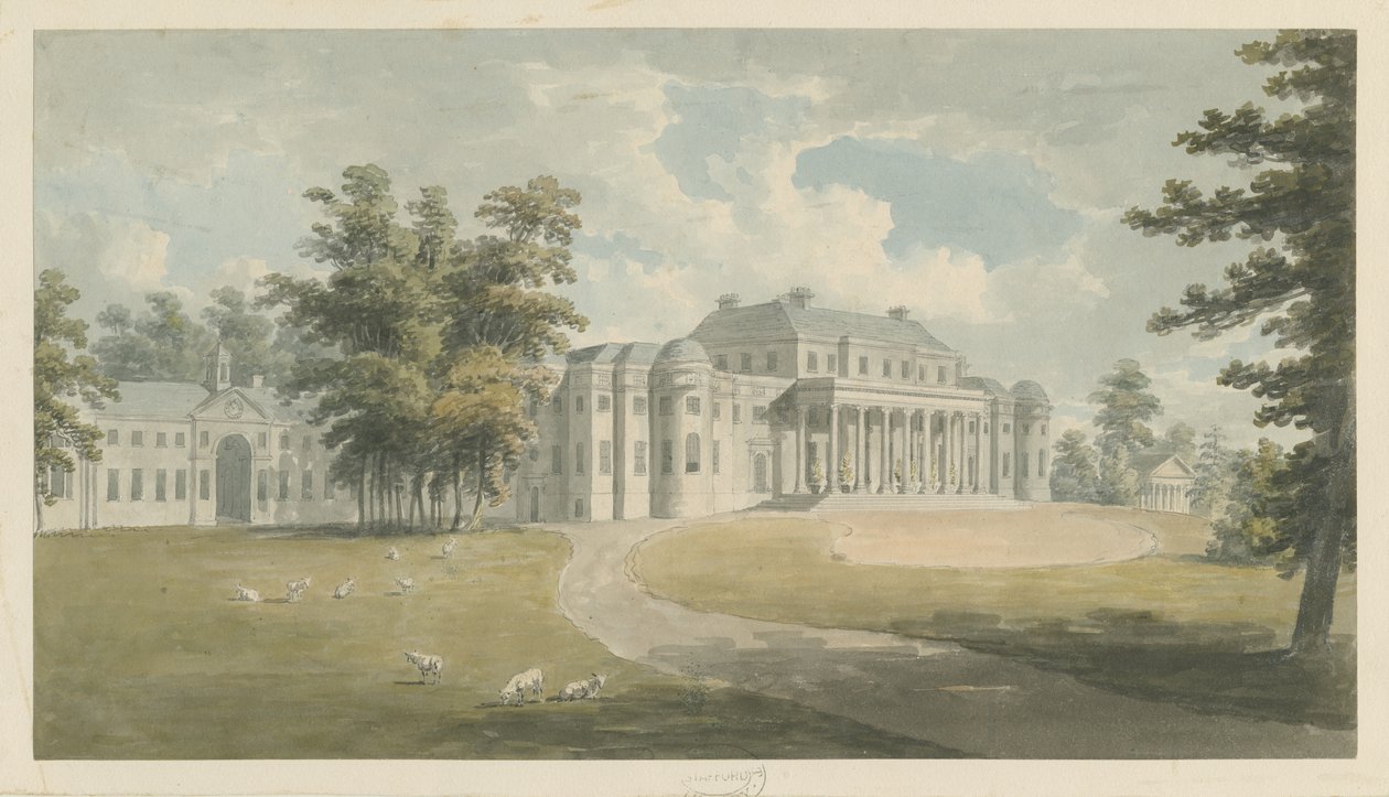 Shugborough Hall: aquarel schilderij, nd [?eind 18e eeuw] door Edward Dayes