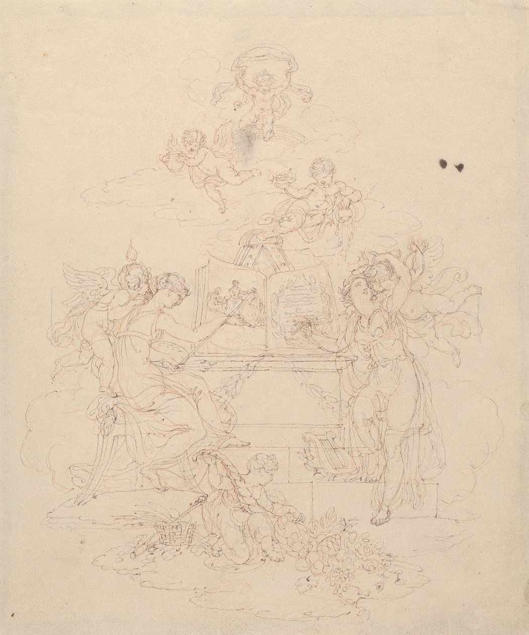 Allegorie van schilderkunst en literatuur door Edward Francis Burney