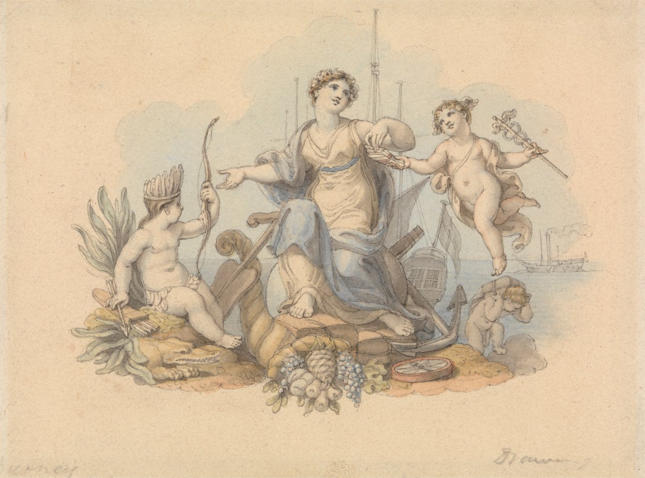 Allegorie van zeehandel door Edward Francis Burney