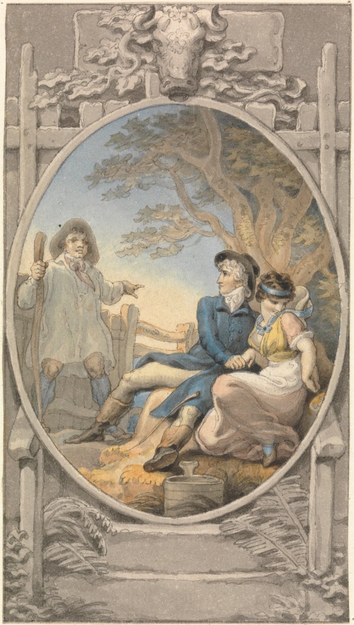 Ontwerp in kleur voor een ex libris door Edward Francis Burney