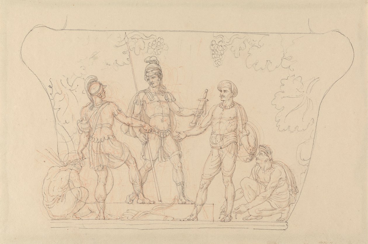Wapens in handen van de Indianen geven door Edward Francis Burney
