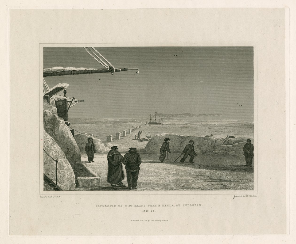 Situatie van HM Schepen Fury en Hecla, bij Igloolik door Edward Francis Finden