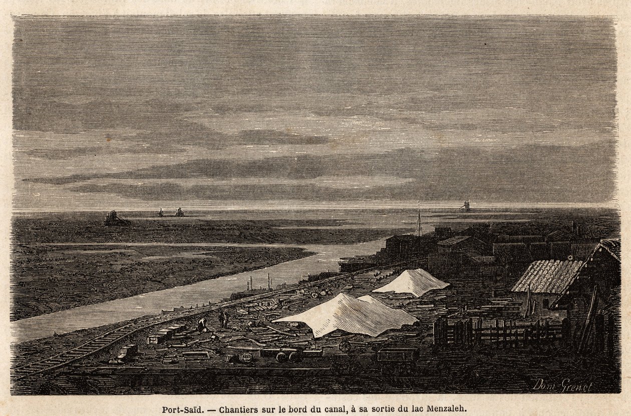 Scheepswerven van Port Said, aan de rand van het Suezkanaal door Edward Grenet