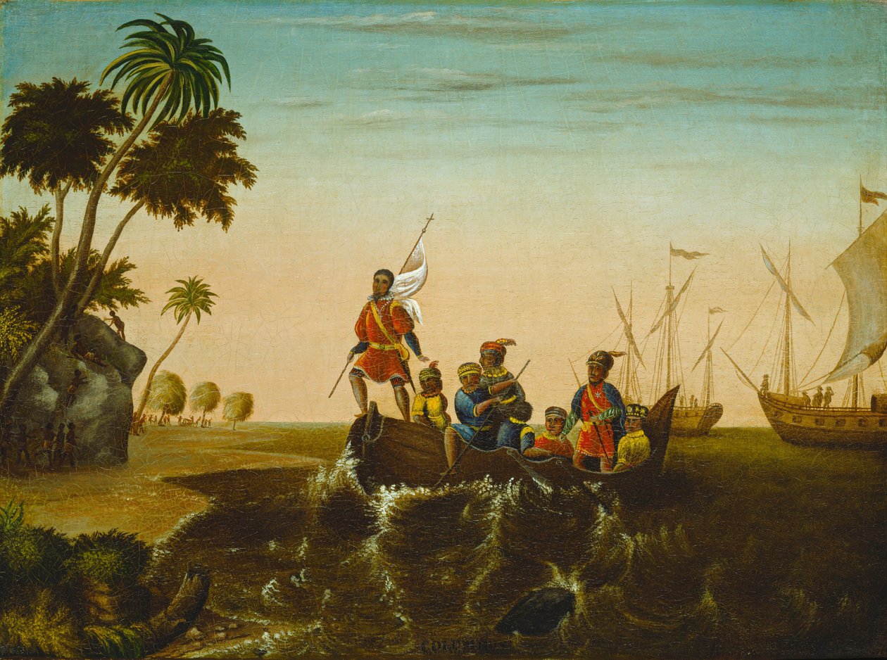 De landing van Columbus door Edward Hicks
