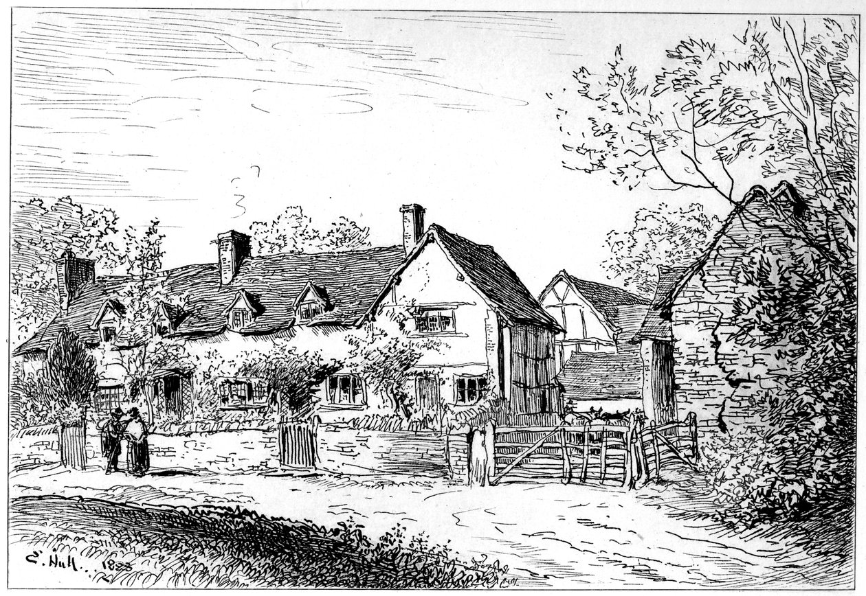 Mary Ardens cottage in Wilmcote, Warwickshire, 1885 door Edward Hull