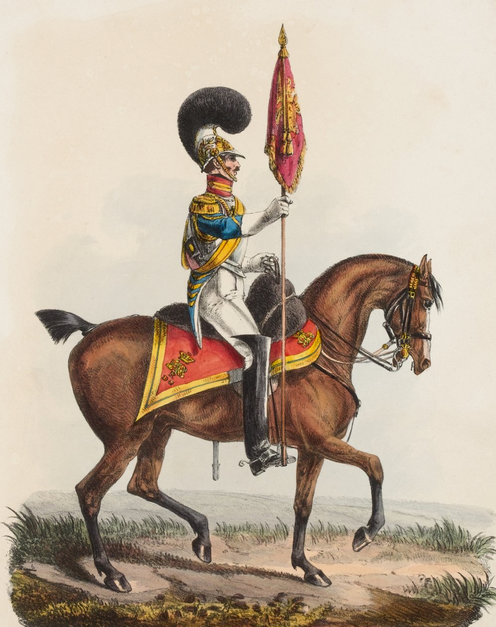 Koninklijke bereden garde, blauw, officier, 1828 door Edward Hull