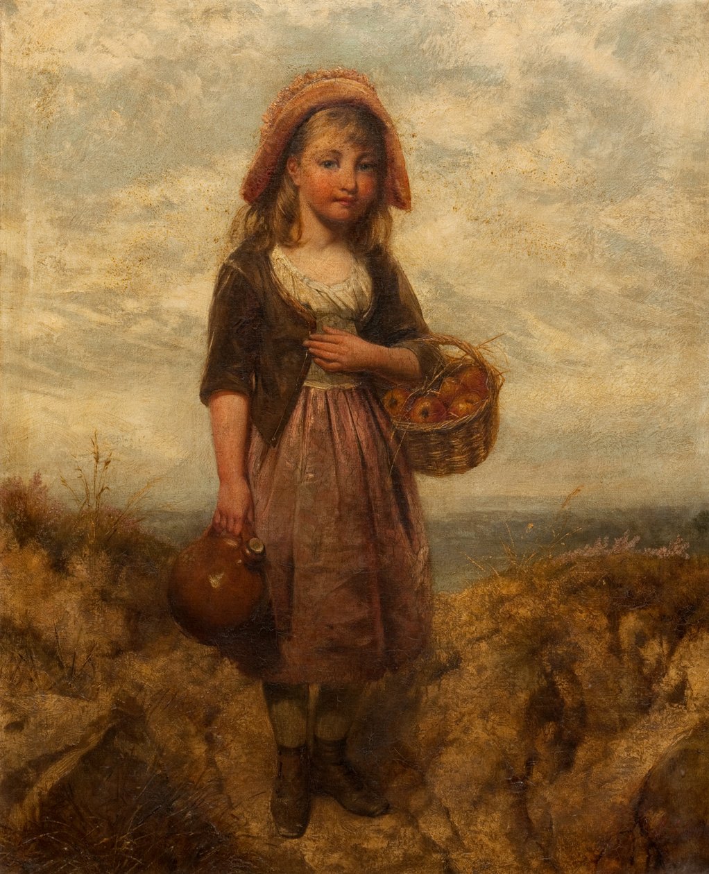 Meisje met een mand appels door Edward John Cobbett