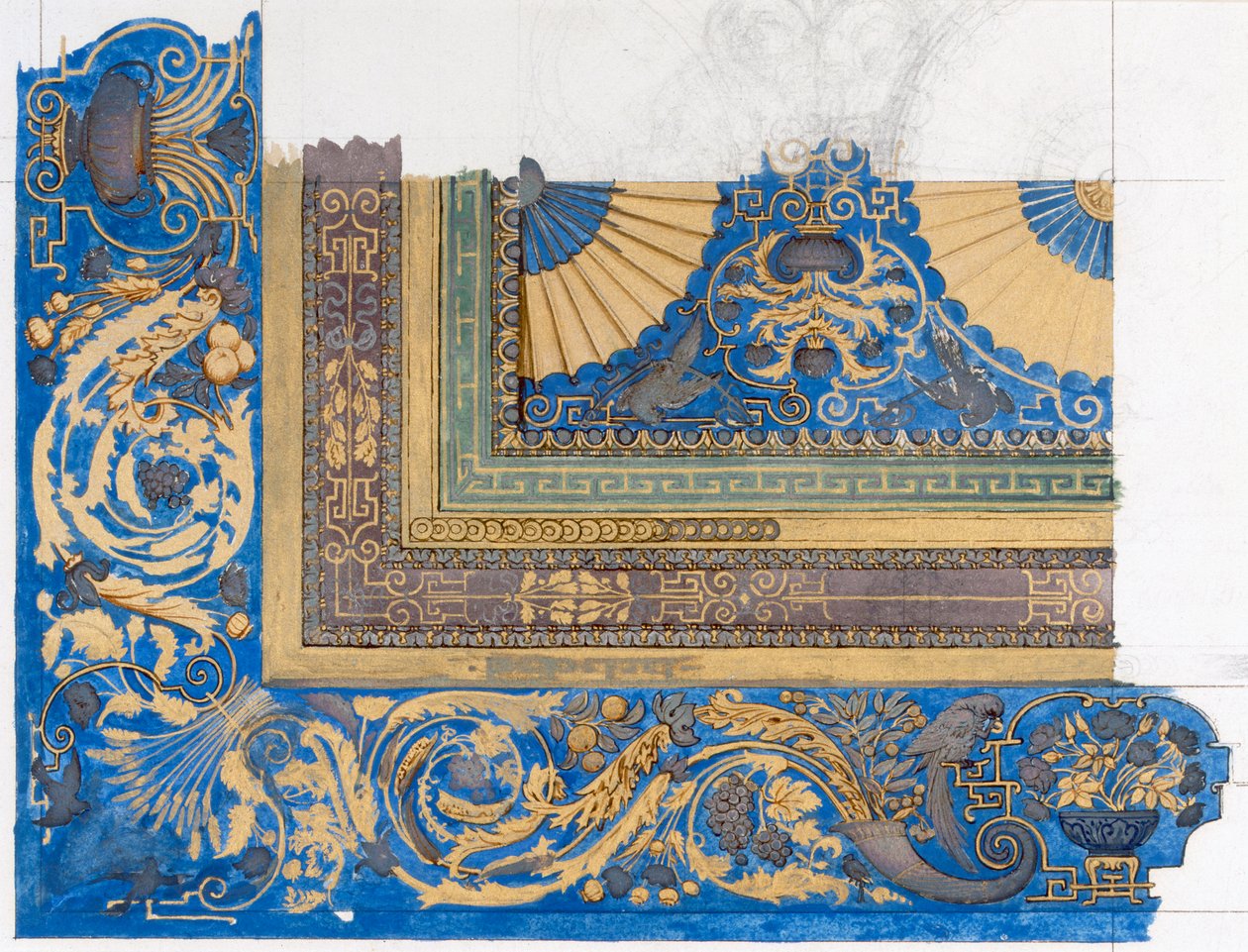 Ontwerp voor het centrale plafond van de biljartkamer in Wortley Hall door Edward John Poynter