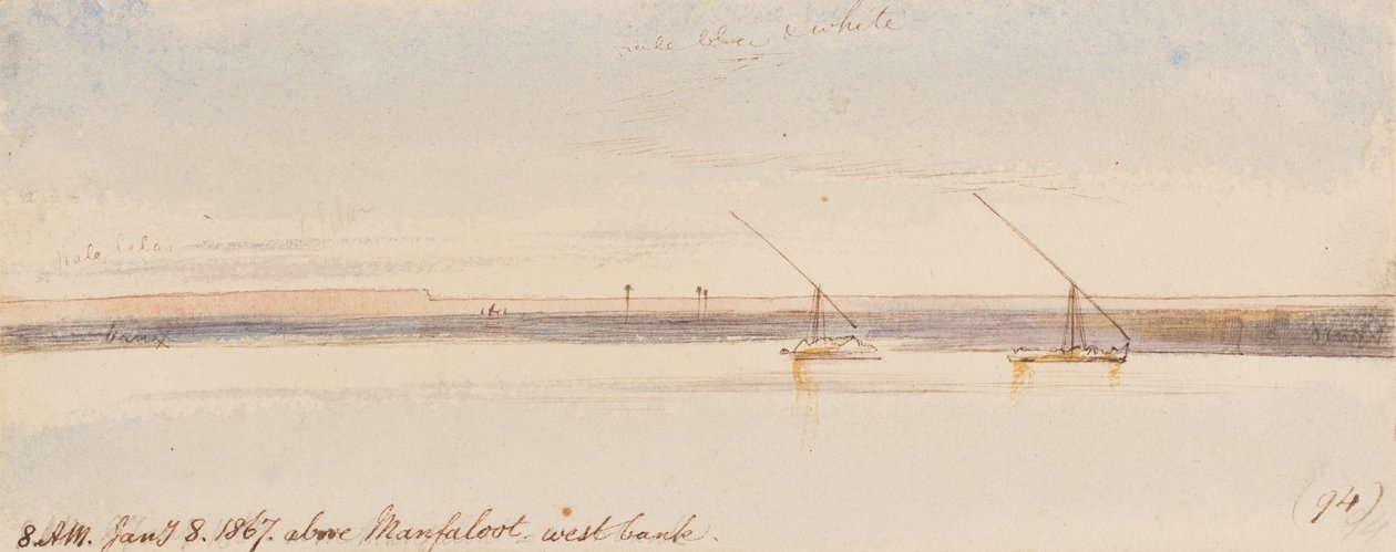 Boven Manfaloot; 8.00 uur ’s ochtends, 8 januari 1867 (94) door Edward Lear