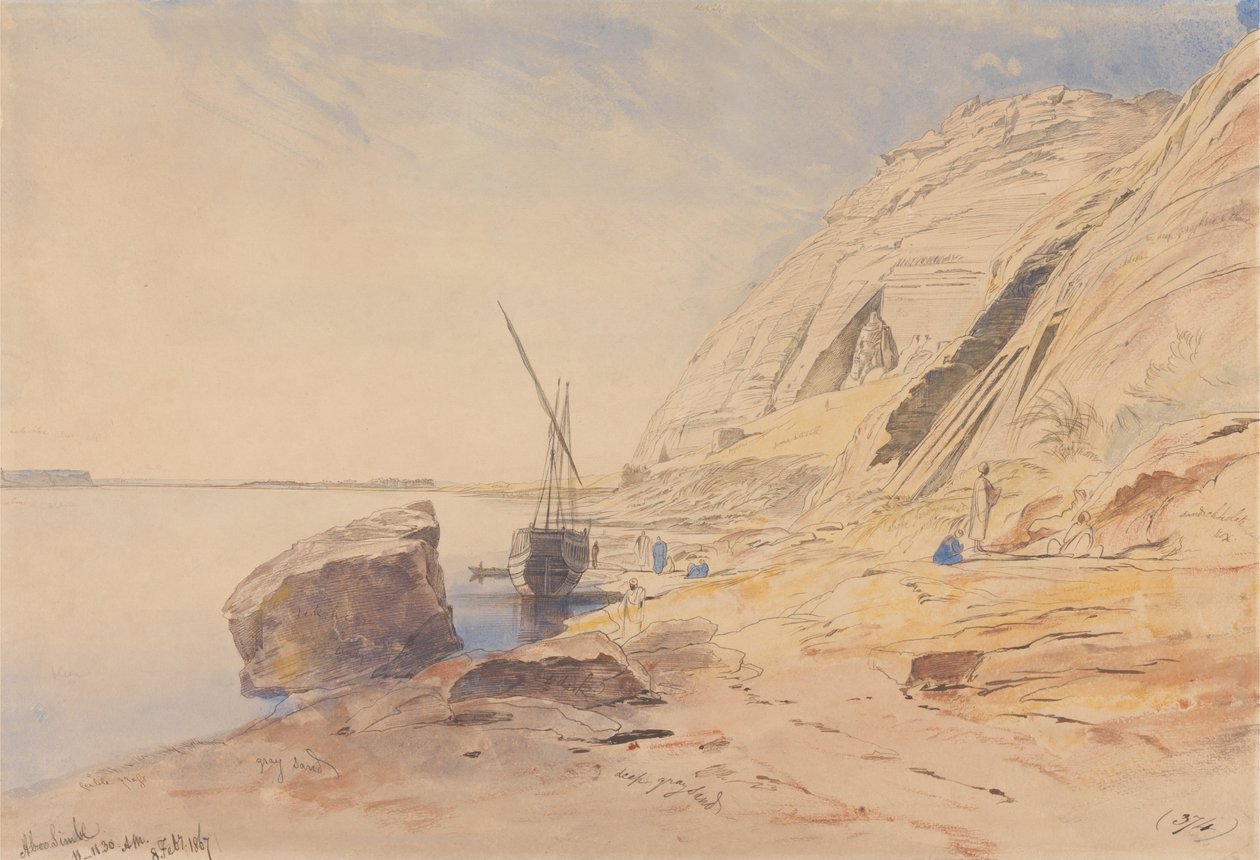 Abu Simbel, 11-11:30 uur, 8 februari 1867 (374) door Edward Lear