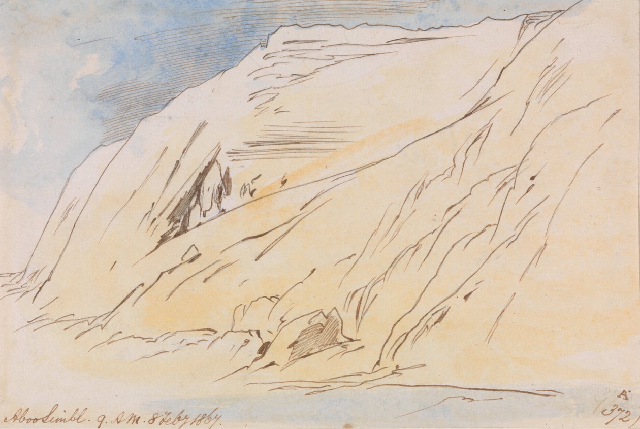 Abu Simbel, 9:00 uur, 8 februari 1867 (372A) door Edward Lear