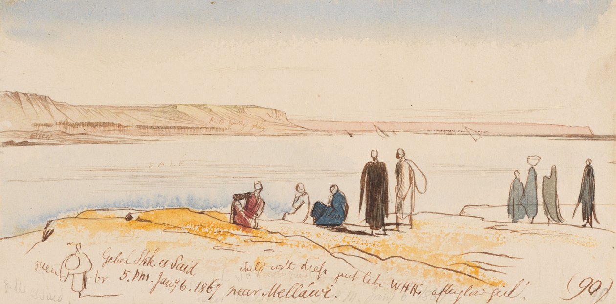 Gebel Shk. es Said, bij Mellawi; 17.00 uur, 6 januari 1867 (90) door Edward Lear