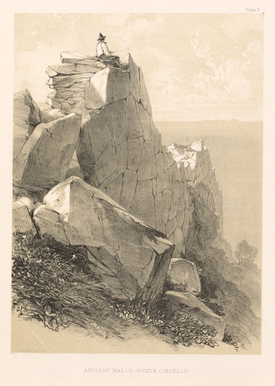 Geïllustreerde Excursie in Italië (deel II): Oude Muren, Monte Circello door Edward Lear