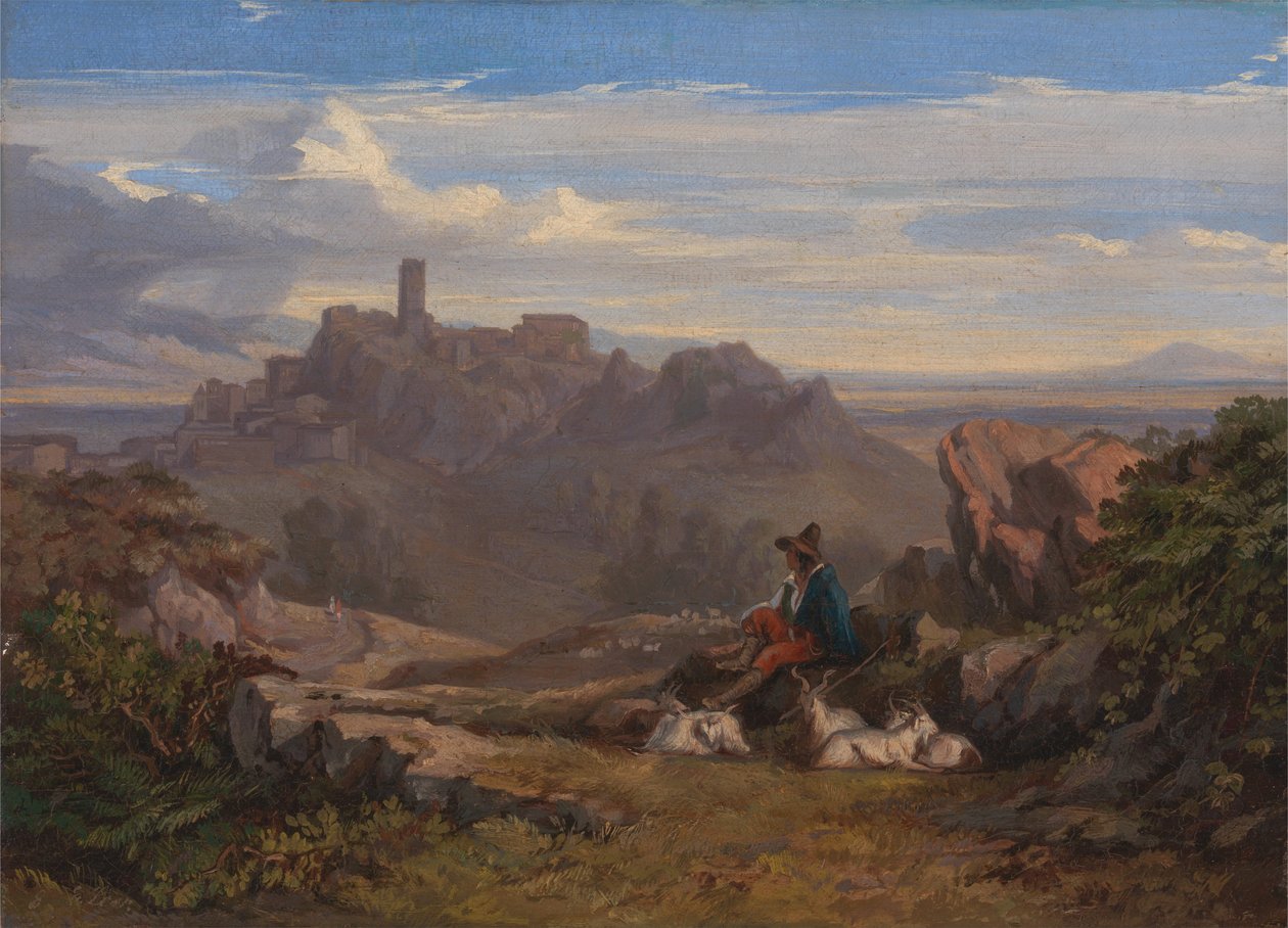 Landschap met geitenhoeder door Edward Lear