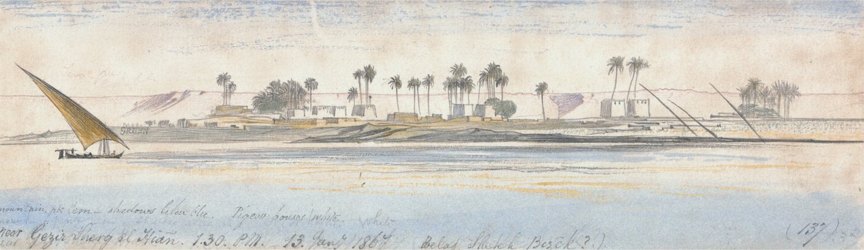 Near Gezir Sherg el Hian door Edward Lear