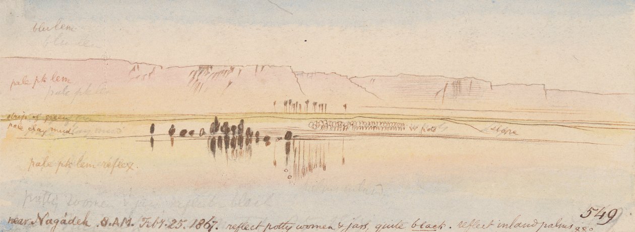Bij Negadeh; 8:00 uur, 25 feb. 1867 (549) door Edward Lear