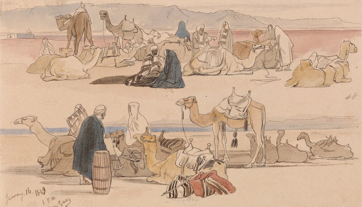 Bij Suez, 13.00 uur, 16 januari 1849 (48) door Edward Lear