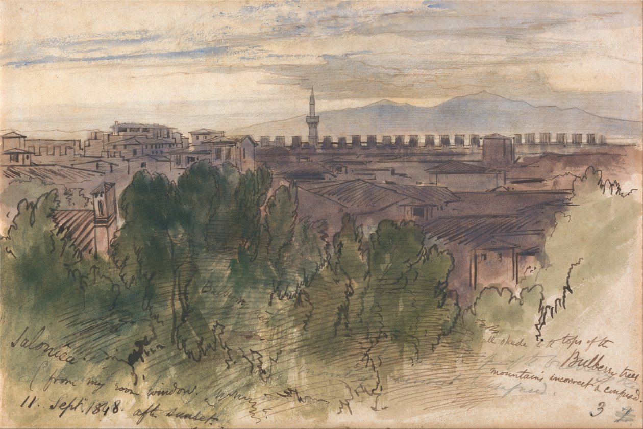 Salonica, vanuit mijn kamerraam, 11 sept. 1848, na zonsondergang door Edward Lear