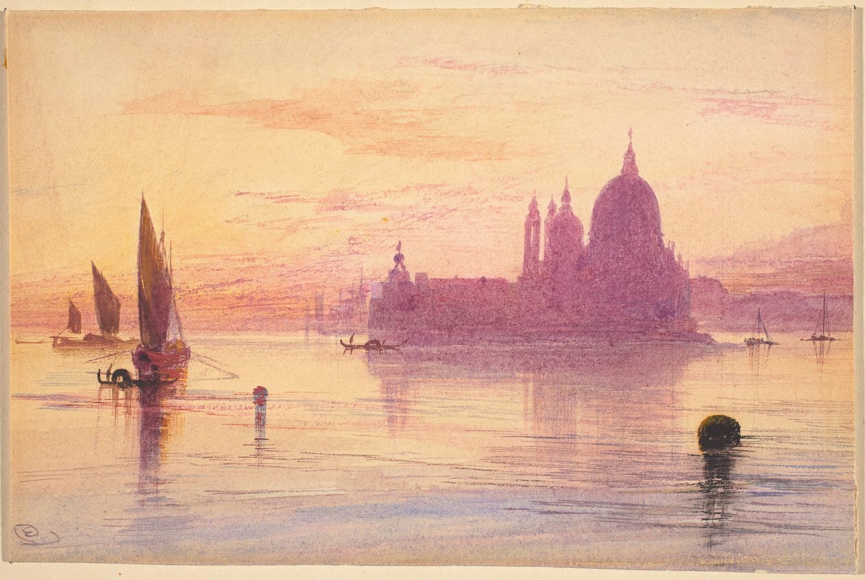 Santa Maria della Salute, Venetië, bij zonsondergang door Edward Lear