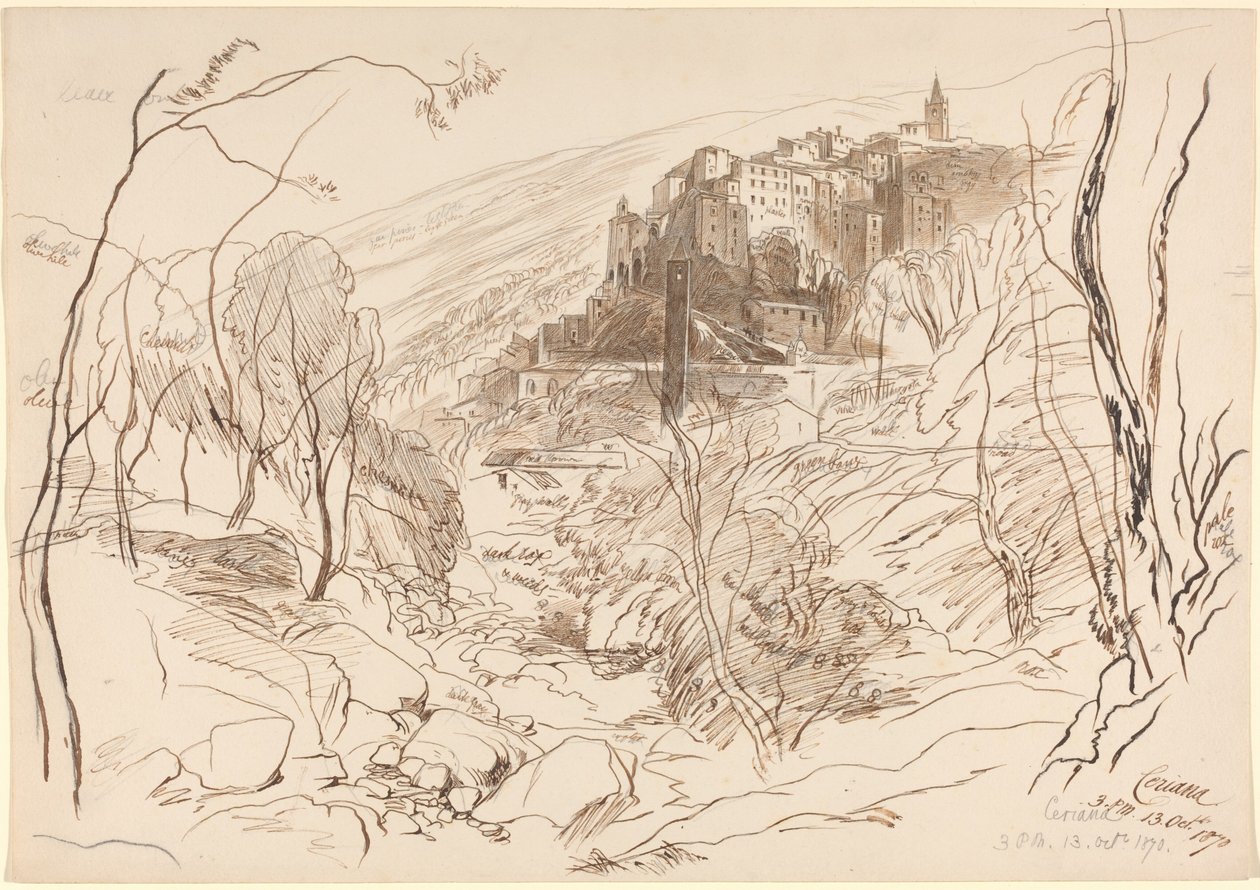 Uitzicht op Ceriana door Edward Lear