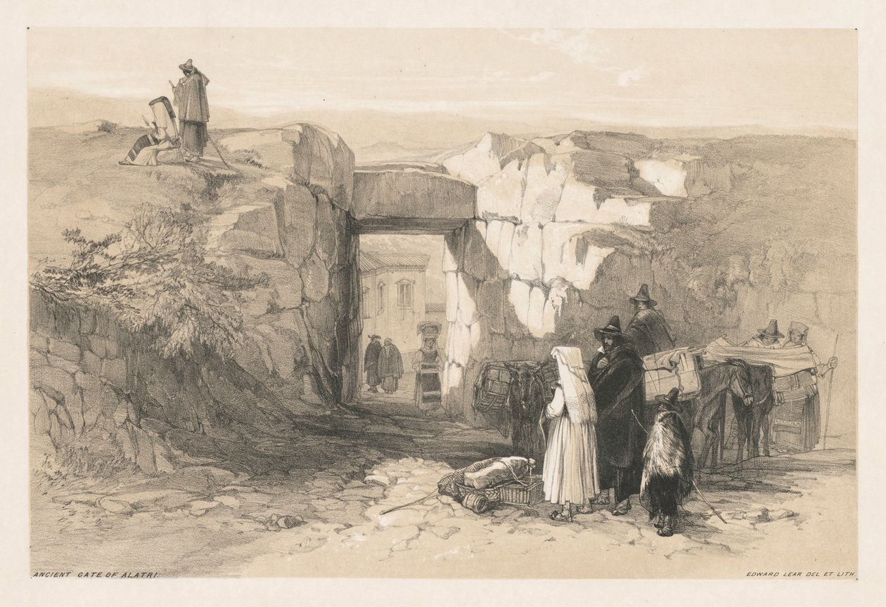 Uitzichten van Rome en zijn omgeving: Oude poort van Alatri, 1841 door Edward Lear