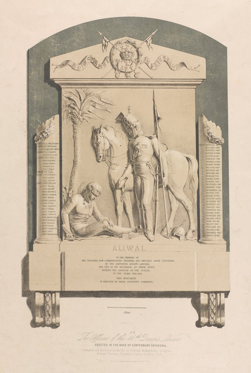 Aliwal monument, Canterbury Cathedral, ca. 1848 door Edward M. Richardson