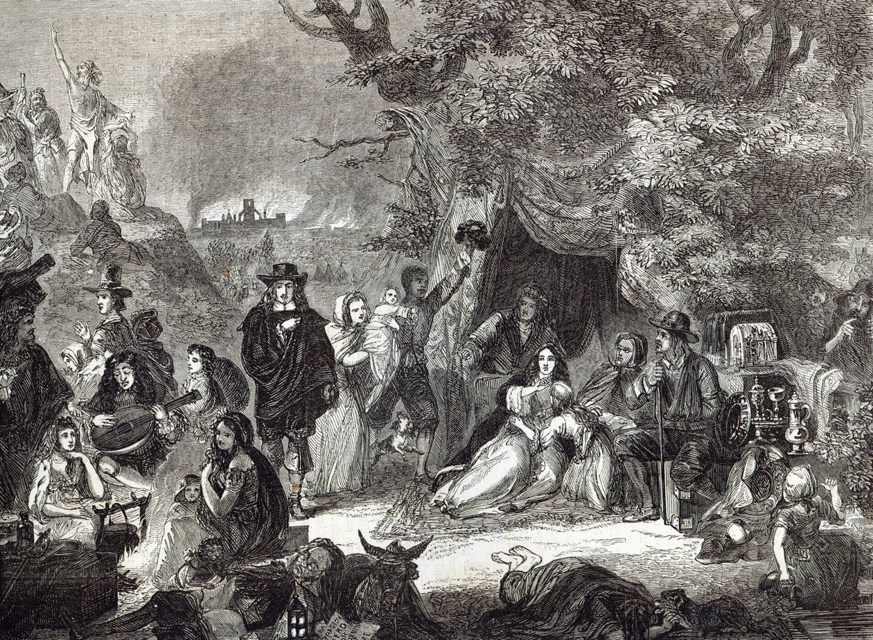 Highgate Fields tijdens de Grote Brand van Londen in 1666 door Edward Matthew Ward
