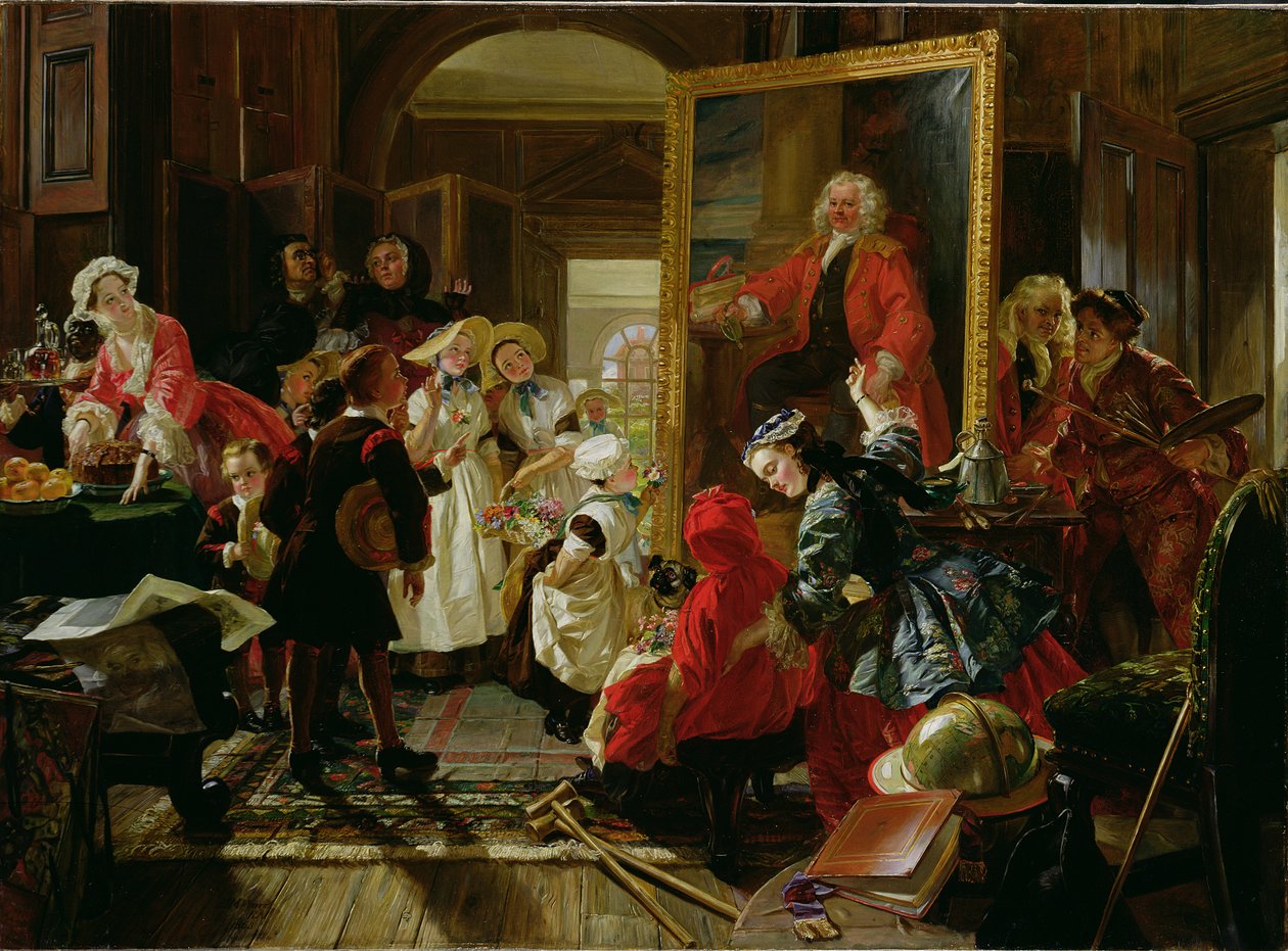 Hogarths studio in 1739 (olieverf op doek) door Edward Matthew Ward