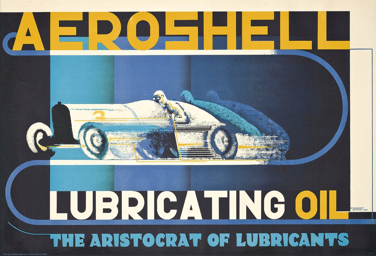 Affiche met reclame voor Aeroshell smeerolie door Edward McKnight Kauffer