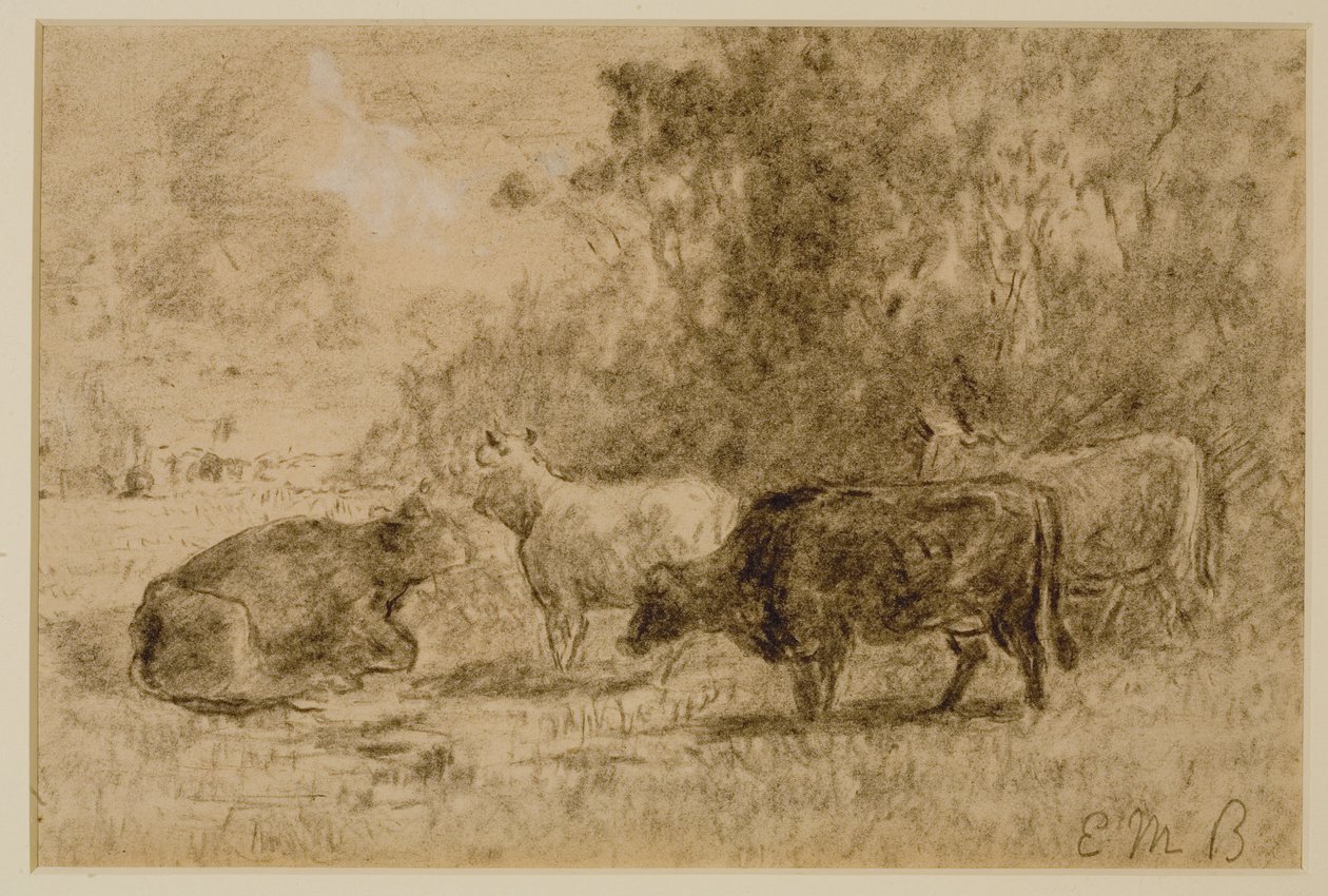 Landschap met vier koeien door Edward Mitchell Bannister
