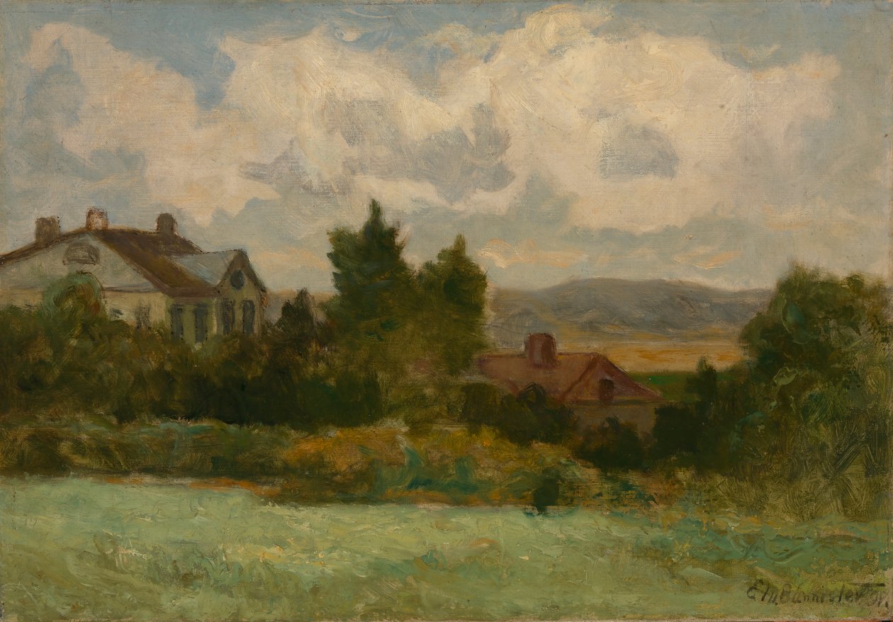 Naamloze huizen en bomen door Edward Mitchell Bannister