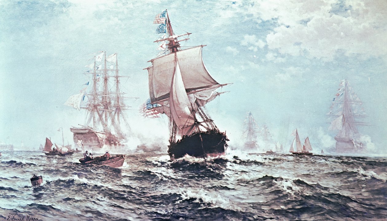 Eerste erkenning van de Stars and Stripes door Edward Moran