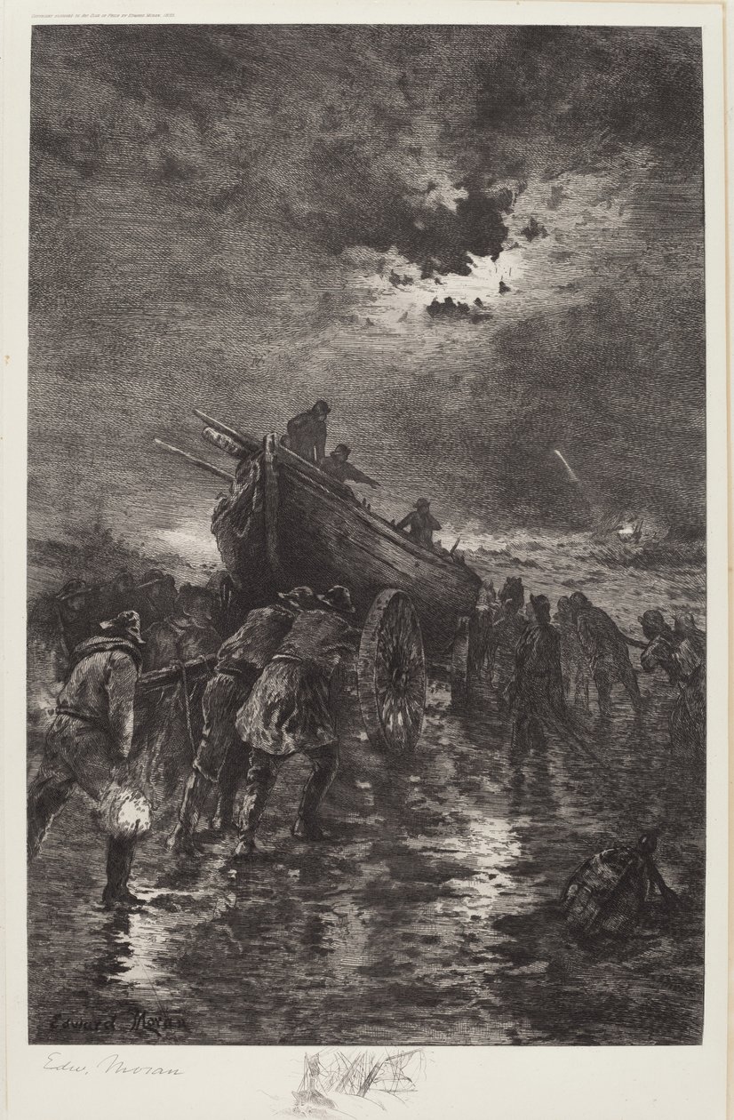 Zonder Titel (Lanceren van een Dory/Te Hulp/Schipbreuk) door Edward Moran