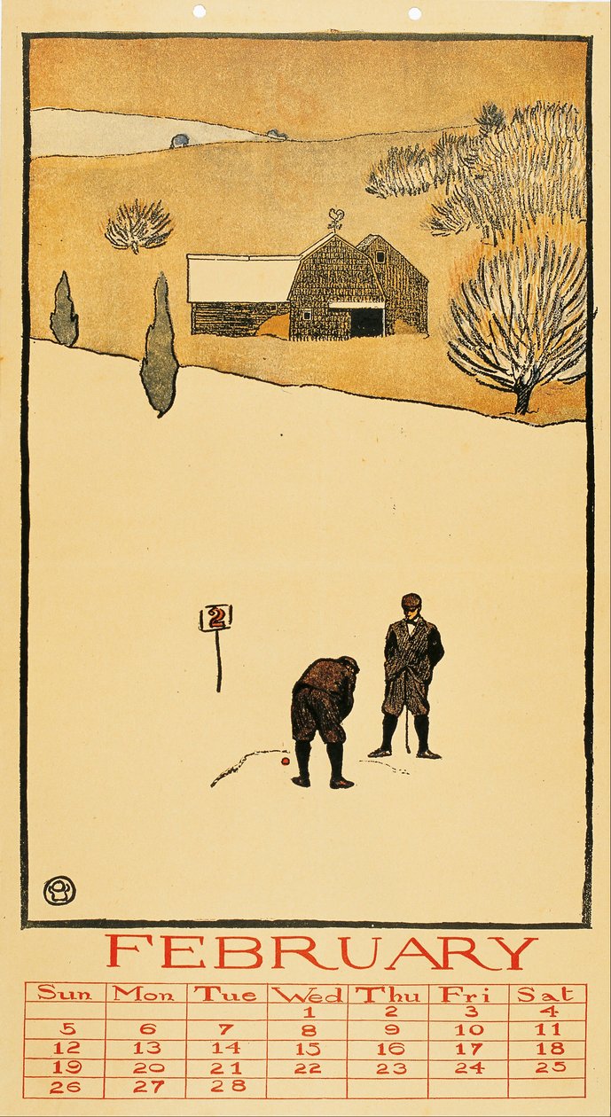 Golfkalender. Februar door Edward Penfield