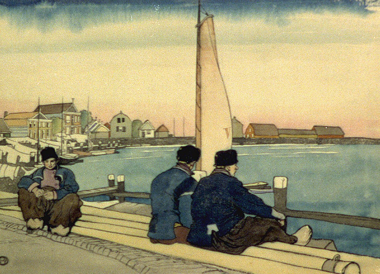 Wachten op wind en getij door Edward Penfield