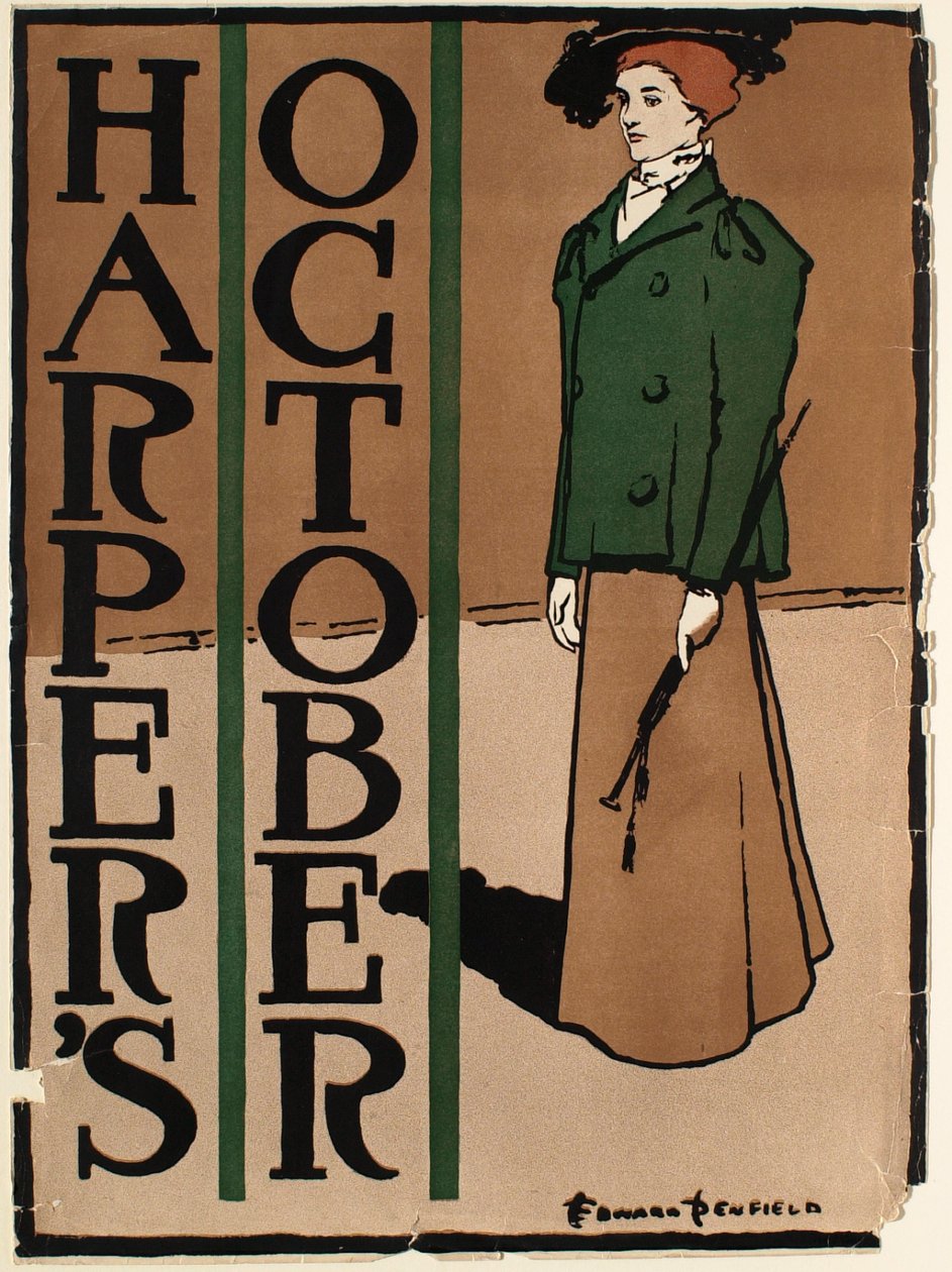 Vrouw in groen-bruin kostuum, Harper