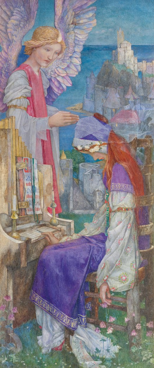 Sint Cecilia (olieverf op doek) door Edward Reginald Frampton