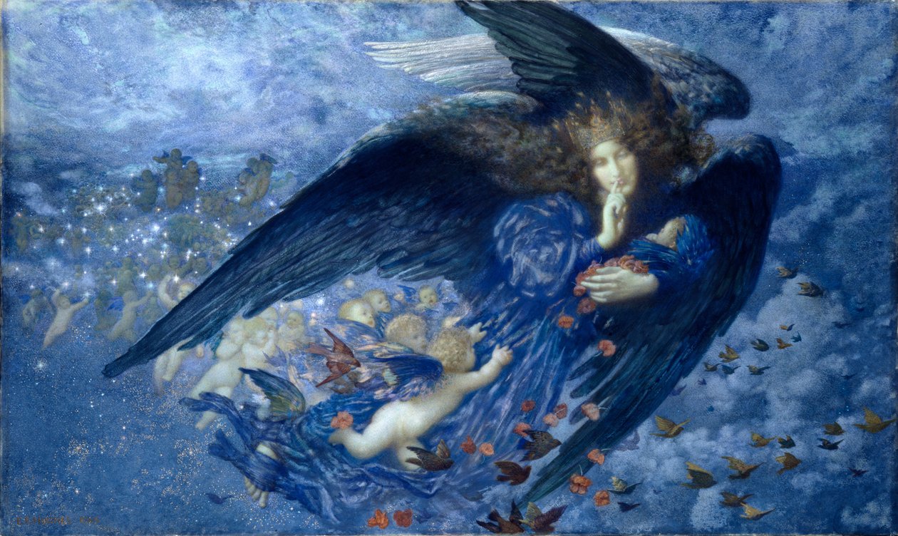 Nacht met haar sterrentrein door Edward Robert Hughes