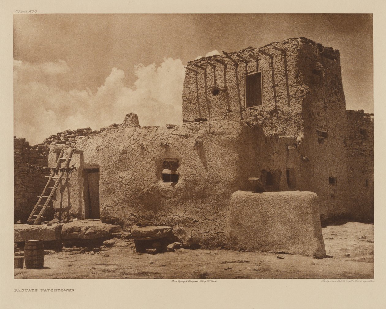 De Paguate-uitkijktoren door Edward S. Curtis