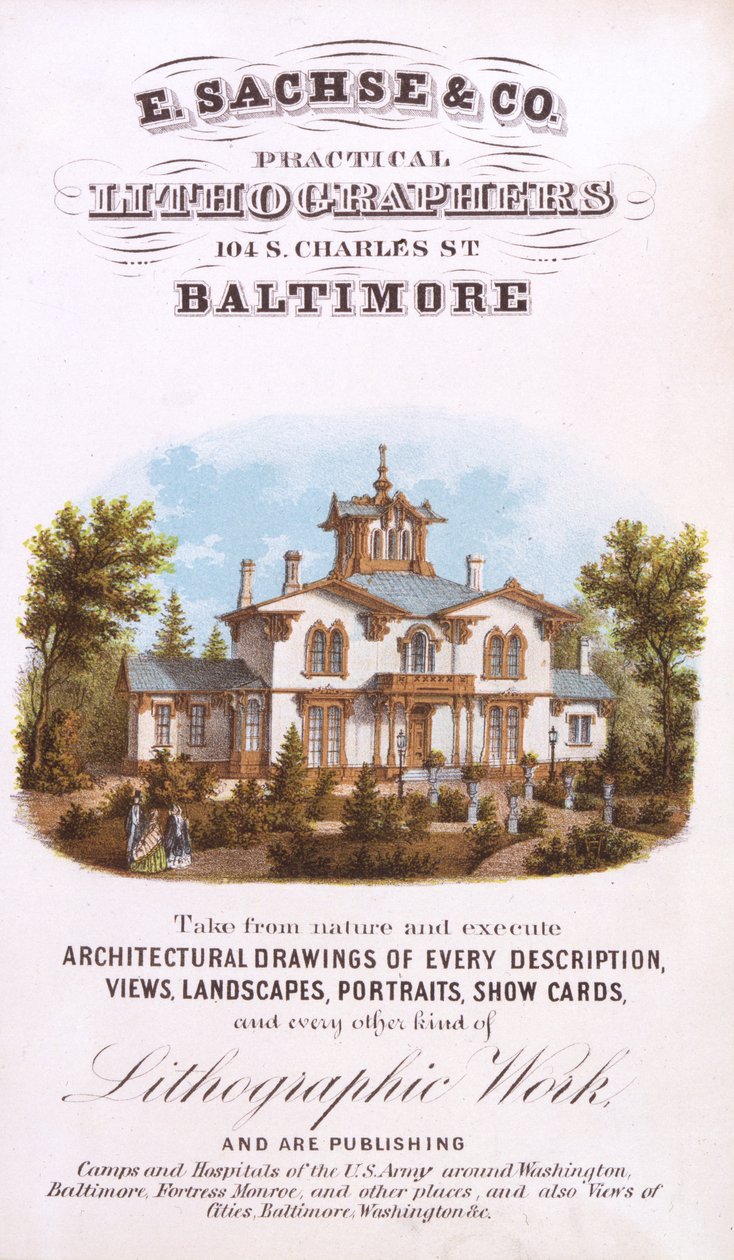 E. Sachse und Co., Praktische Lithografen, 104 S. Charles St., Baltimore door Edward Sachse