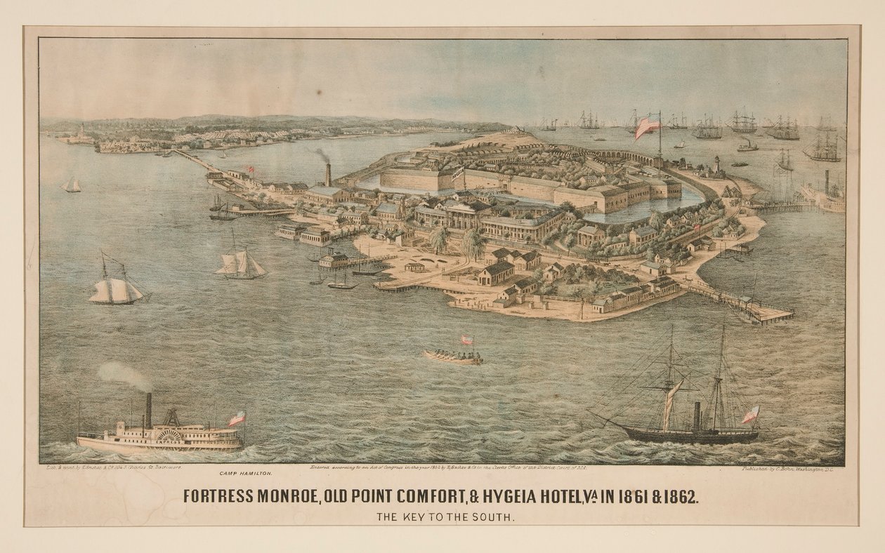Fort Monroe, Old Point Comfort, & Hygeia Hotel, Va. in 1861 & 1862 door Edward Sachse