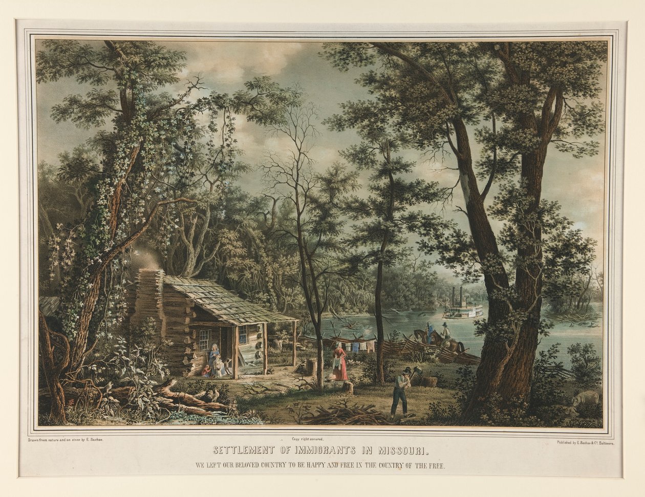 Vestiging van Immigranten in Missouri / We verlieten ons geliefde land door Edward Sachse