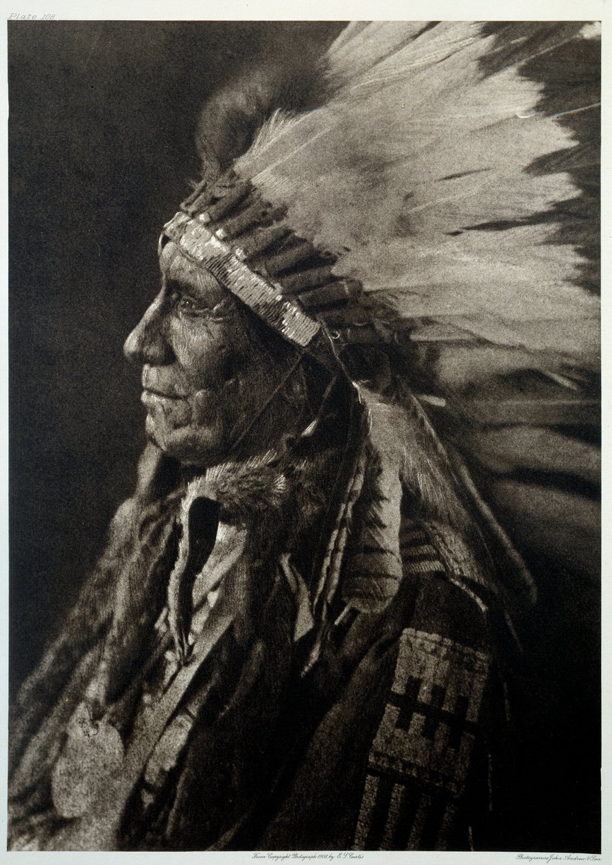 Portret Van Indiaanse Hoofdman door Edward Sheriff Curtis