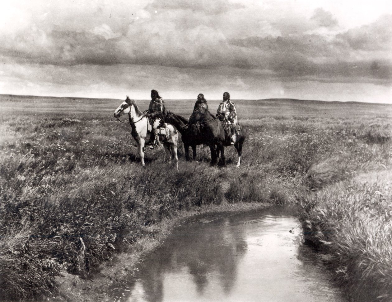 Drie Amerikaanse Indiaanse Hoofden, c.1900 door Edward Sheriff Curtis