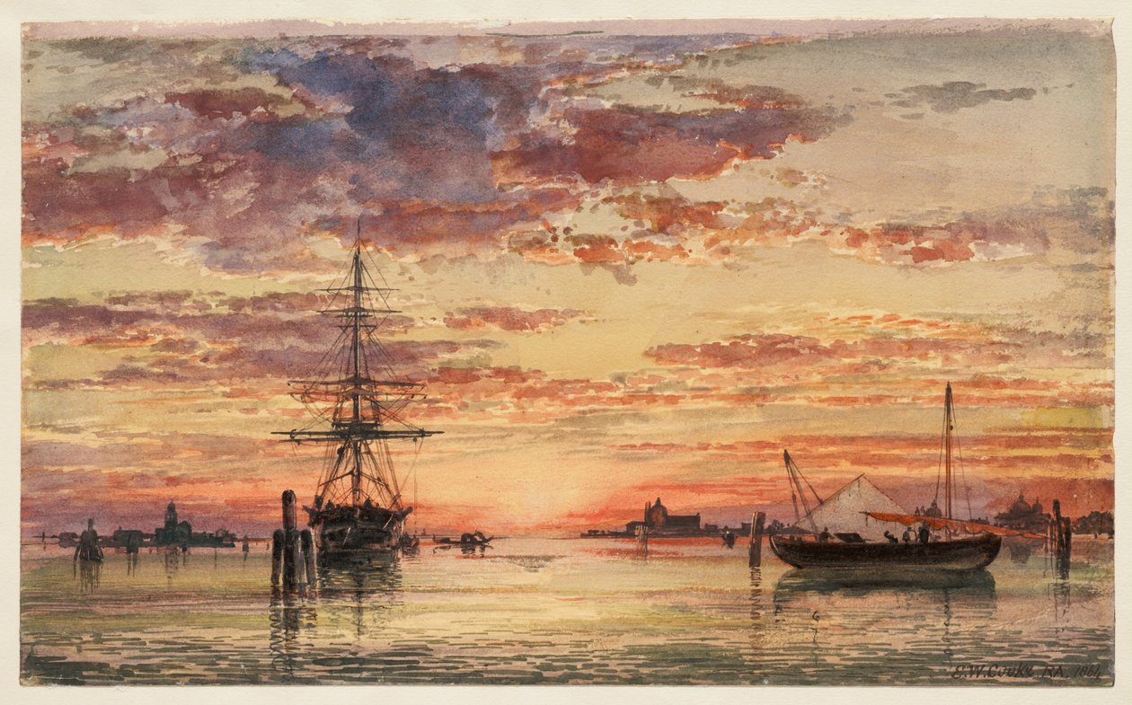 Venetië bij zonsondergang door Edward William Cooke