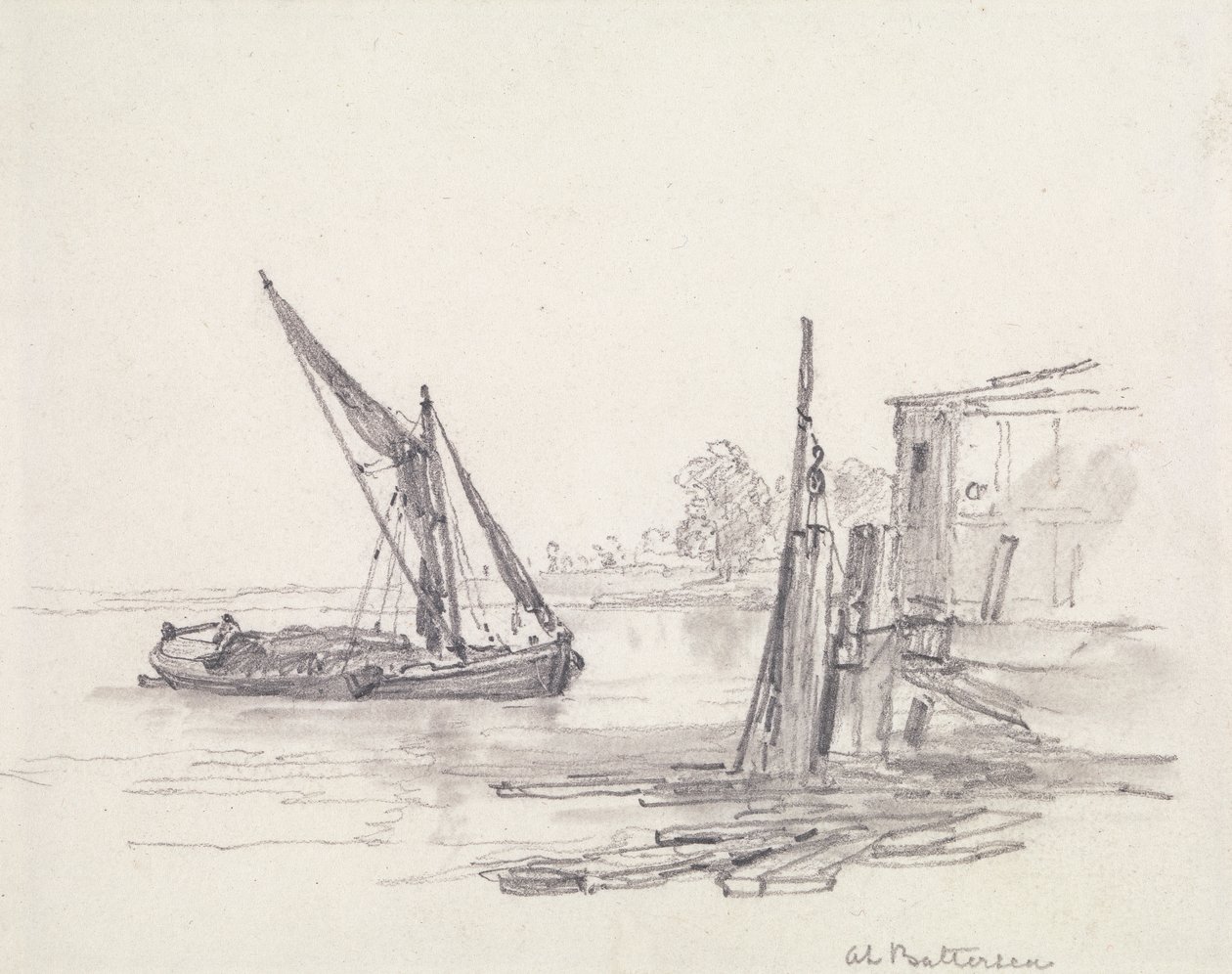 Uitzicht op de Theems bij Battersea door Edward William Cooke