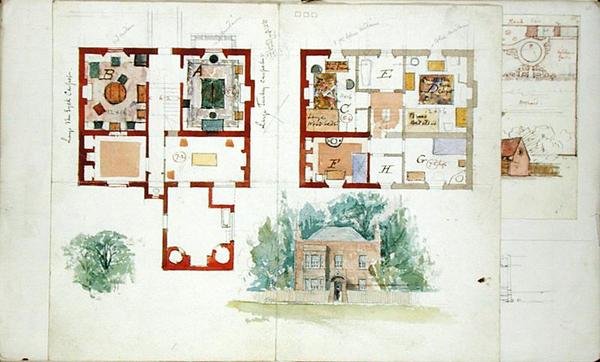 Voorgesteld ontwerp voor een huis door Edward William Godwin